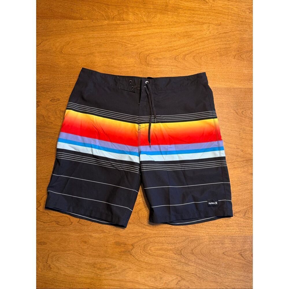 Hurley Men's Gradient Stripe Pleasure Point Swim Board Shorts Multicolor Size 34
